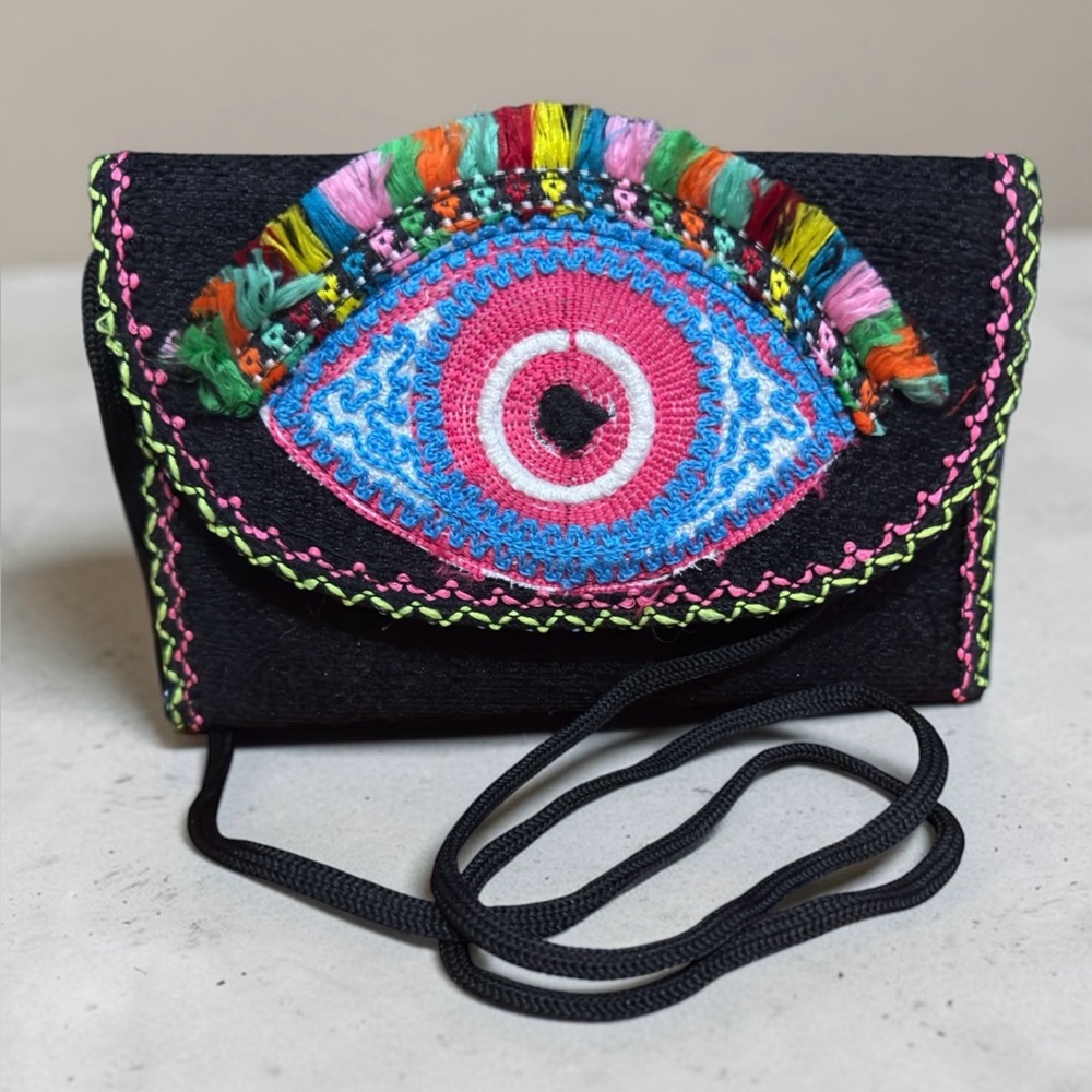Handwoven Evil Eye Crossbody Bag. New.